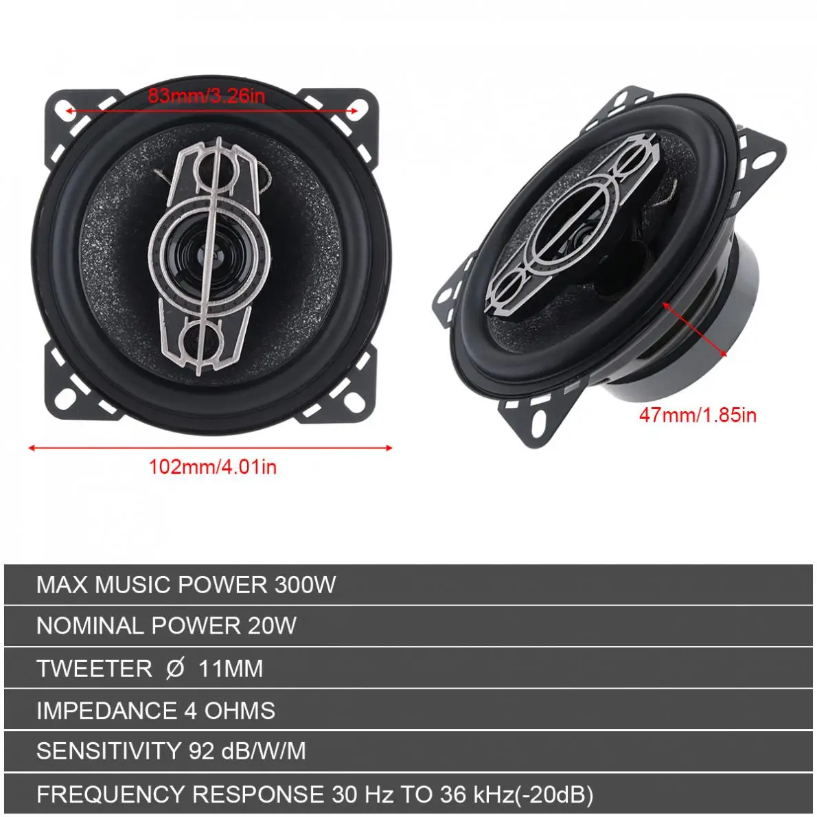 2 sztuk 4 Cal 300W 4 Way Universal Car Coaxial Auto muzyka Stereo pełny zakres częstotliwości głośniki hi-fi nieniszcząca instalacja