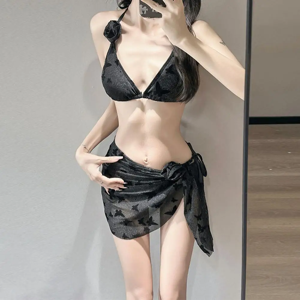 Women's Swimsuit Solid Color Lingerie Sets Sexy Bikini 2025 Woman Pure Desire Summer Beach Low Rise Swimwear