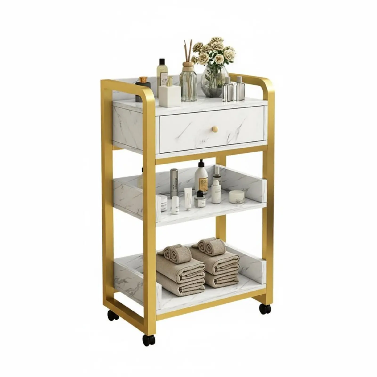 多機能モバイルコスメティックトロリー、ネイルスペシャリストステーションカート、お手入れ簡単、エステティシャン用ローリングカート