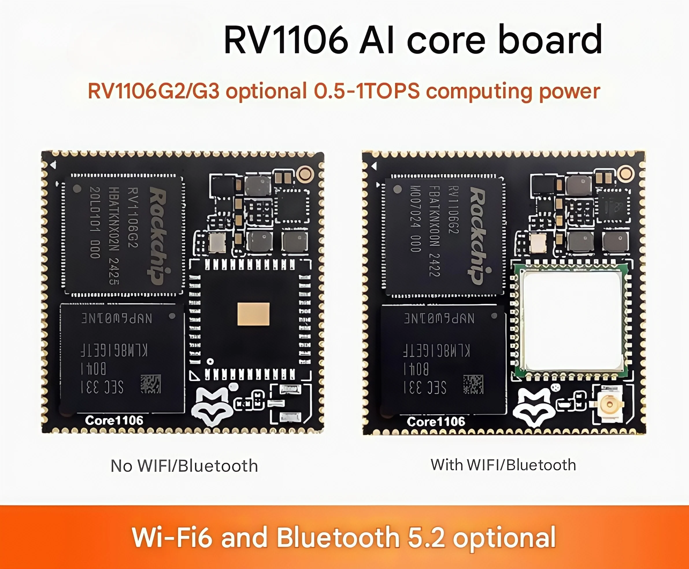 

Основная плата Luckfox Core1106 RV1106, плата разработки искусственного интеллекта с искусственным интеллектом 0,5-1 TOPS, вычислительная мощность, опционально