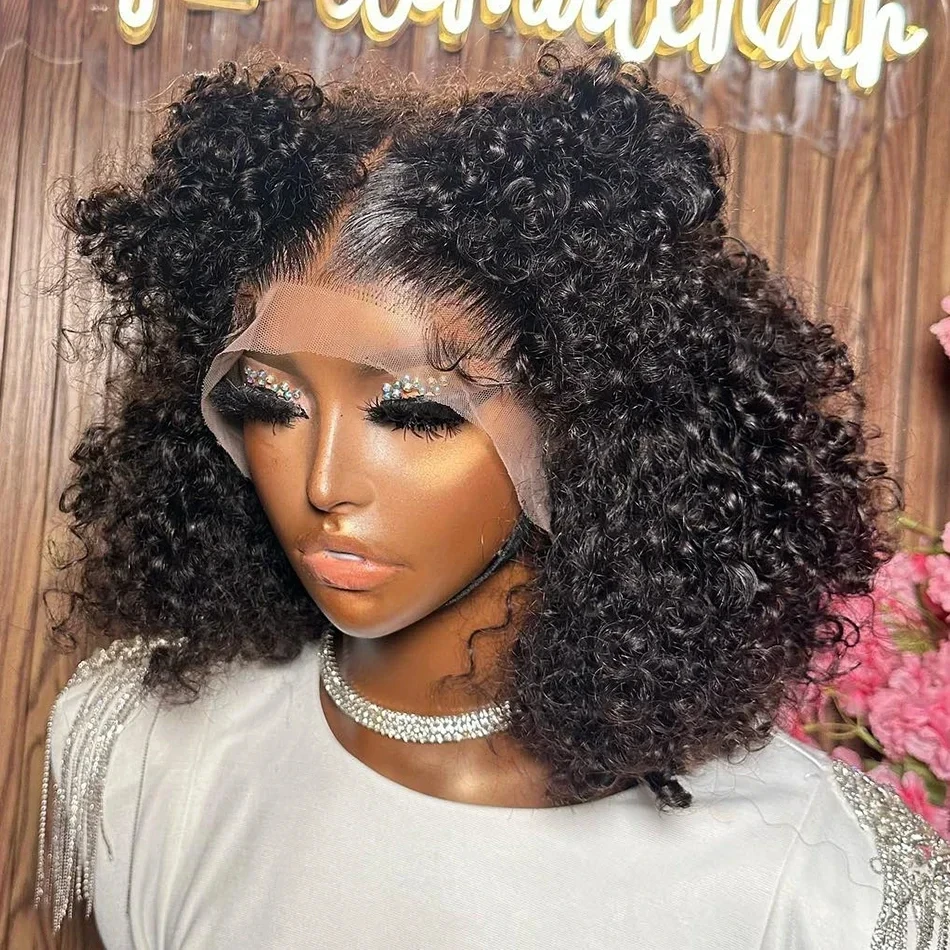 

Wiggogo Short Bob Wigs Curly Lace Front Human Hair Wig Deep Wave Frontal Wig 13X4 Hd Lace Frontal Wig 4X4 Closure Wigs