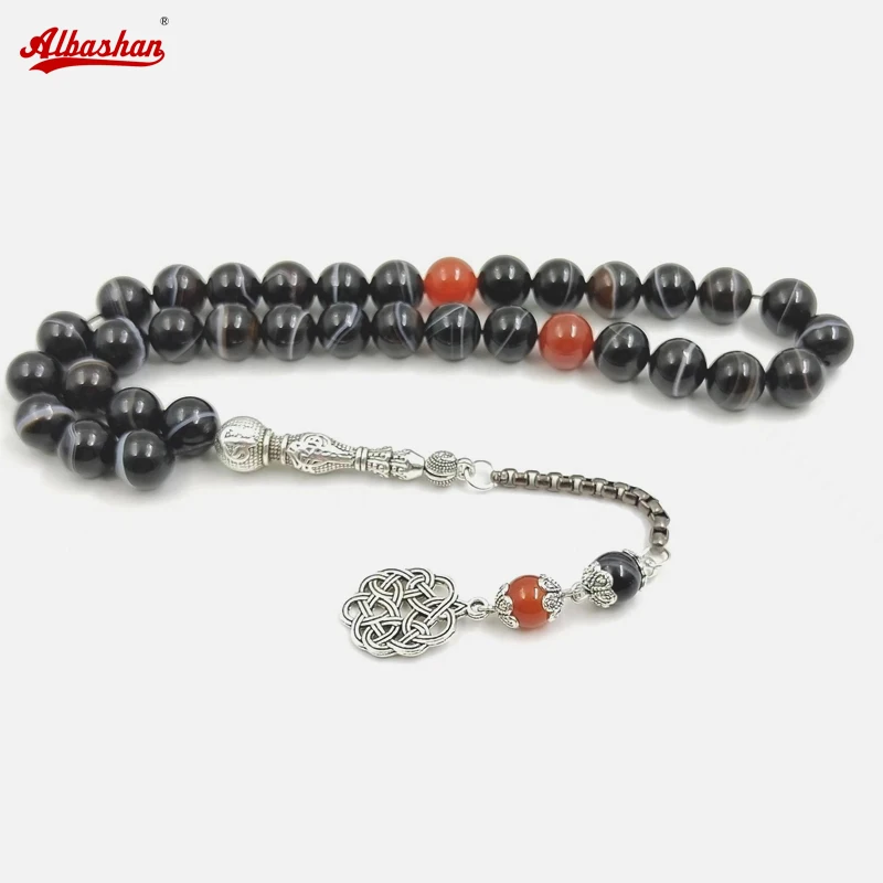 

Натуральный бразильский Агат Tasbih, мусульманская молитва, искусственный арабский модный браслет, аксессуары Рамадан, ИД, подарок, четки