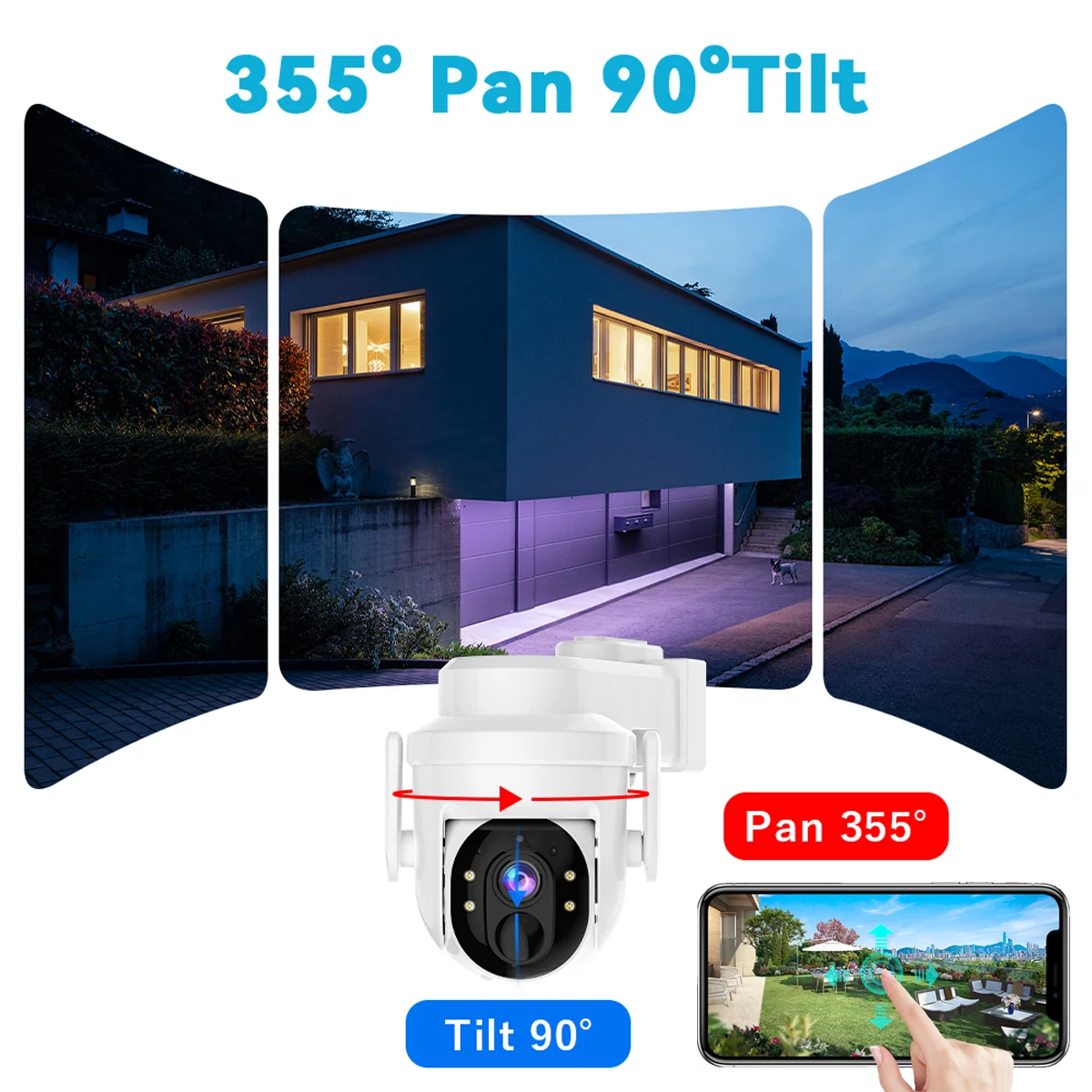 4MP WiFi Solar Camera Outdoor 2K Built-in Battery Solar Power Dome Security Camera PIR Motion Alarm Cloud Storage Two Way Audio