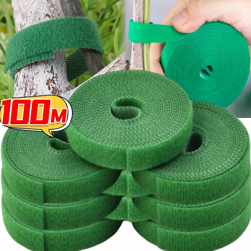 Garden Tape Plant Nylon Cable Tie Grape Vine Bandage Support Self Adhesive Fastener Cable Ties for Plants Twine Green Tape Strip