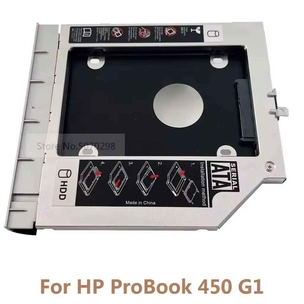 With Matched Bezel 9.5mm 2nd 2.5 Hard Drive HDD SSD Optical bay Caddy Frame Bracket for HP ProBook 450 455 G1 (Not fit G2 G3 G4)