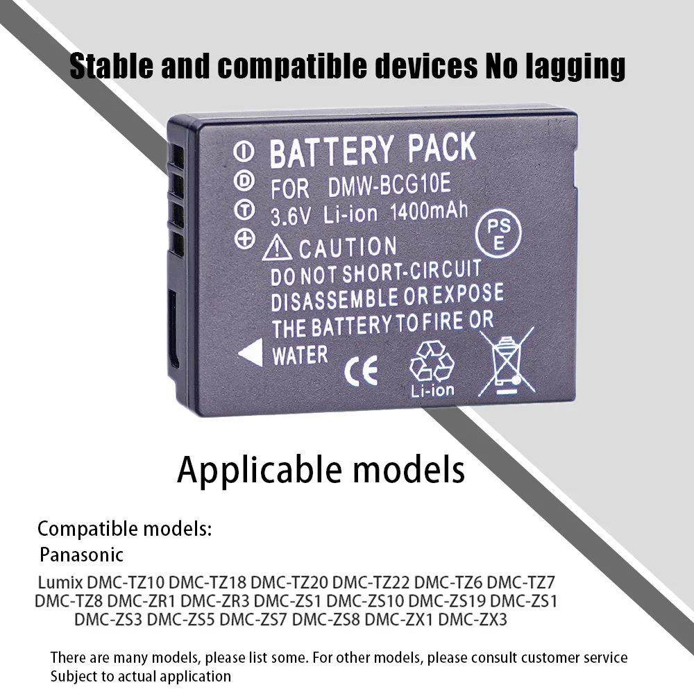 DMW-BCG10 Bateria do aparatu DMW-BCG10E 1400mAH Akumulator do Panasonic Lumix DMC-3D1 DMC-TZ7 DMC-TZ8 DMC-TZ10 DMC-TZ18 — zdjęcie produktu 2