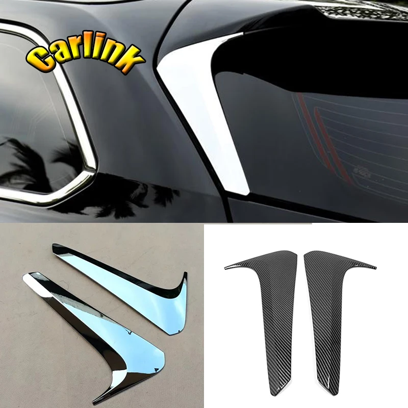 

For Toyota Highlander Kluger 2014-2018 ABS Chrome/Carbon Car Rear Window Side Spoiler Wing Bevel Pillar Post Molding Cover Trim