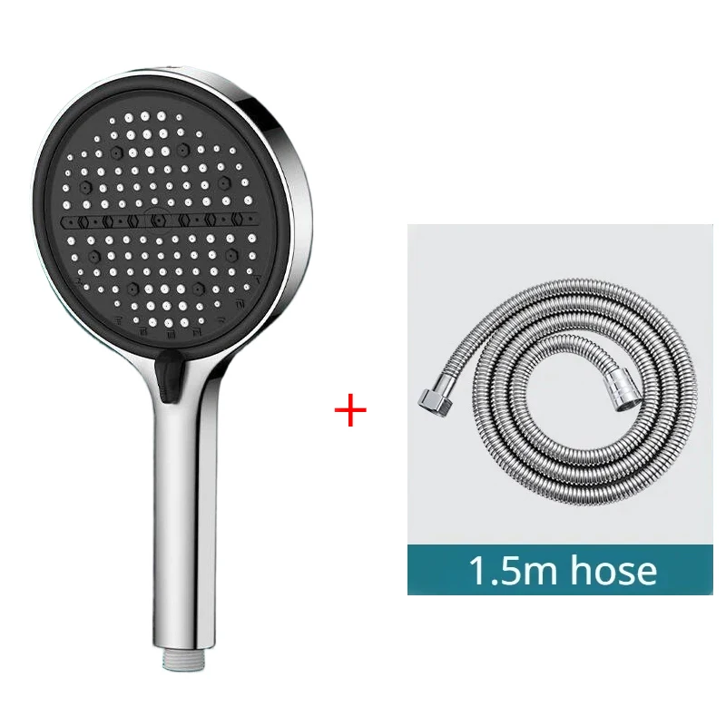 3pcs Bathroom Shower Head Silver 8 Gear Adjustable High Pressure Water Saving Shower Stop Switch with Hose and Holder Bathroom view 6