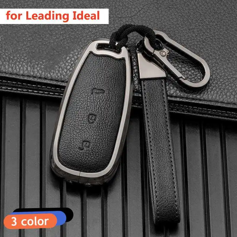 

Leather Metal Car Smart Remote Key Case Cover Shell Holder For Leading Ideal LI L9 L8 L7 Fob Keychain Key Protection Accessories