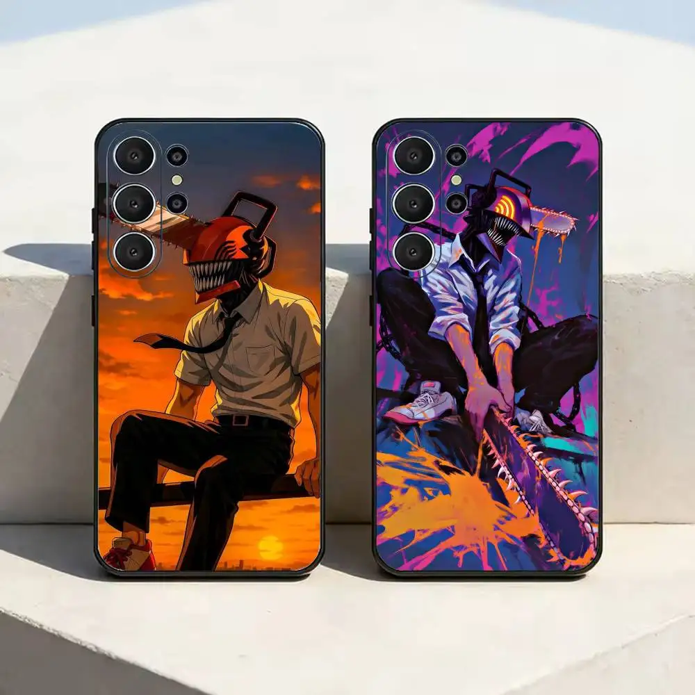 Anime C-Cool MAN DENJI Phone Case For Samsung S25,S24,S21,S22,S23,S30,Ultra,S20,Plus,Fe,Soft Silicone Black Cover