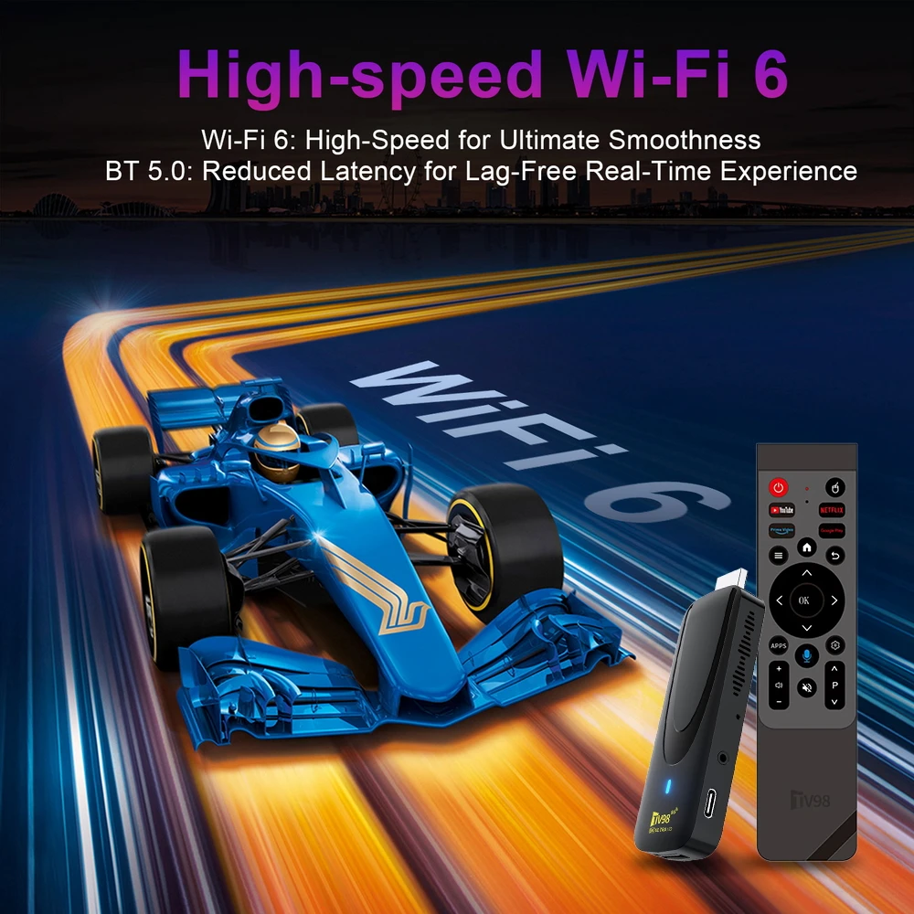 TV Stick HD 8K 4K Rockchip RK3518 WiFi 5G 4G TV98 ATV X7 Android 14 BT5 Voice Remote 8GB 128GB Smart Streaming Media Player IPTV