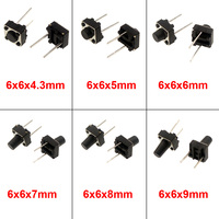 20/50/100Pcs Micro Tactile Switch Momentary Tact DIP Switch 2Pin 6 x 6mm Micro Touch Push Button Switch High 5mm 6mm 7mm 8mm 9mm