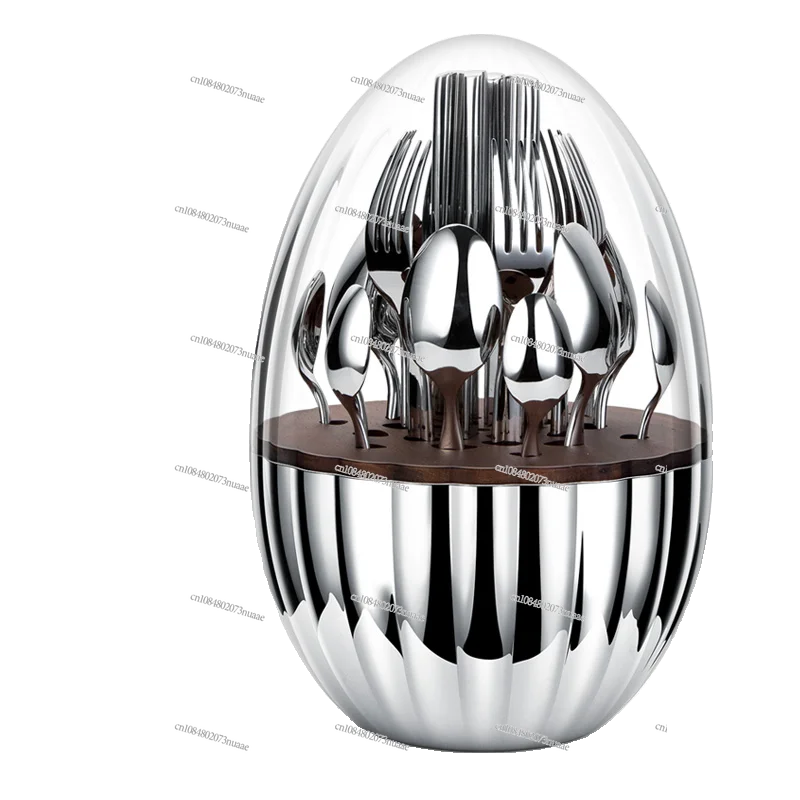 

New Silver Dragon Egg Light Luxury Nordic Style Stainless Steel Western Tableware Set Ornament Housewarming Gift