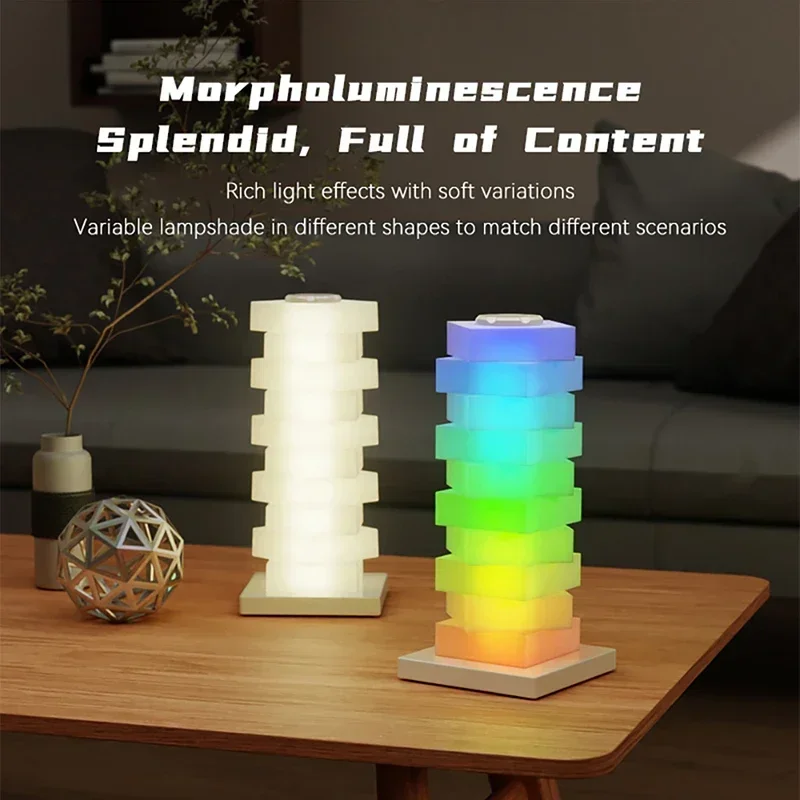 

Светодиодный ночник с беспроводной зарядкой RGB, меняющий цвет, сенсорная настольная лампа, креативные настольные лампы «сделай сам», прикроватный декор, подарки для взрослых