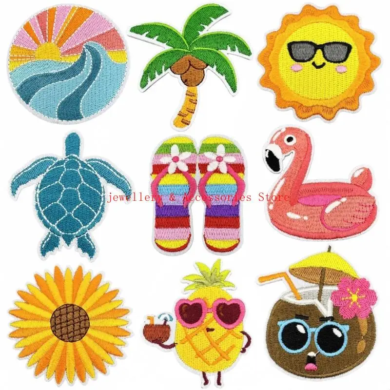 

9pieces Digital Embroidery Patches Vacation Applique Nonsewing For Kids Adults