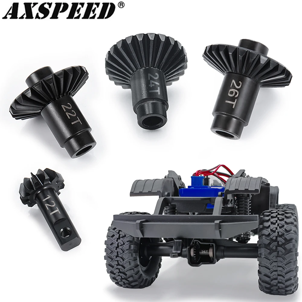 AXSPEED 2Pcs Steel Overdrive Underdrive Helical Axle Gear 12T 22T 24T 26T for 1/18 TRX4M Bronco Defender K10 F-150 Upgrade Parts