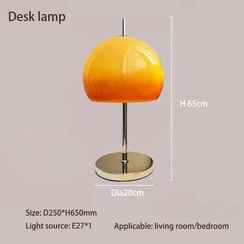 Vintage living room Bauhaus glass floor lamp gradient orange mushroom floor lamp living room bedroom atmosphere LED desk lamp view 6