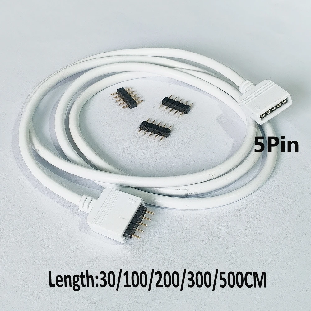 1Pcs 5Pin Double End LED Strip Extension Cable RGB RGBW Controller Cord 30/100/200/300/500CM with 4 Terminals For LED Light Tape