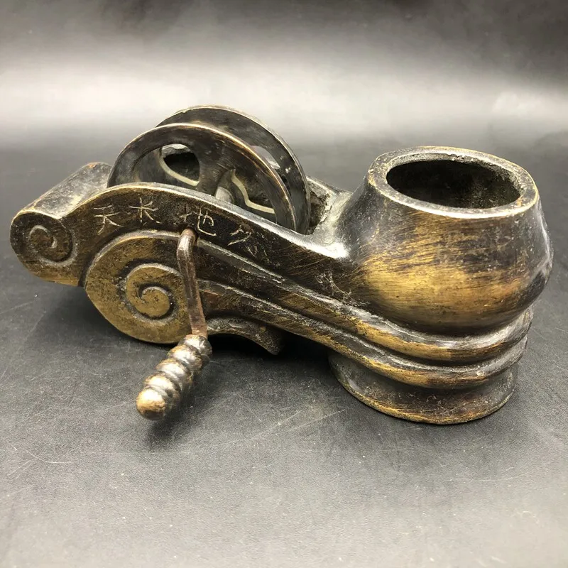 Old Brass Ink Line Marker Traditional Chinese Carpenter's Ink Marker Woodworking Tool Home Desktop Collectible