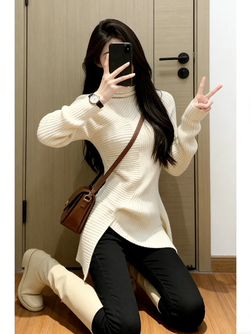 Stunning Unique Short Knitted Sweater Base Layer Winter Fashion Korean Style Inner Wear Top Quality Luxury Casual Fit