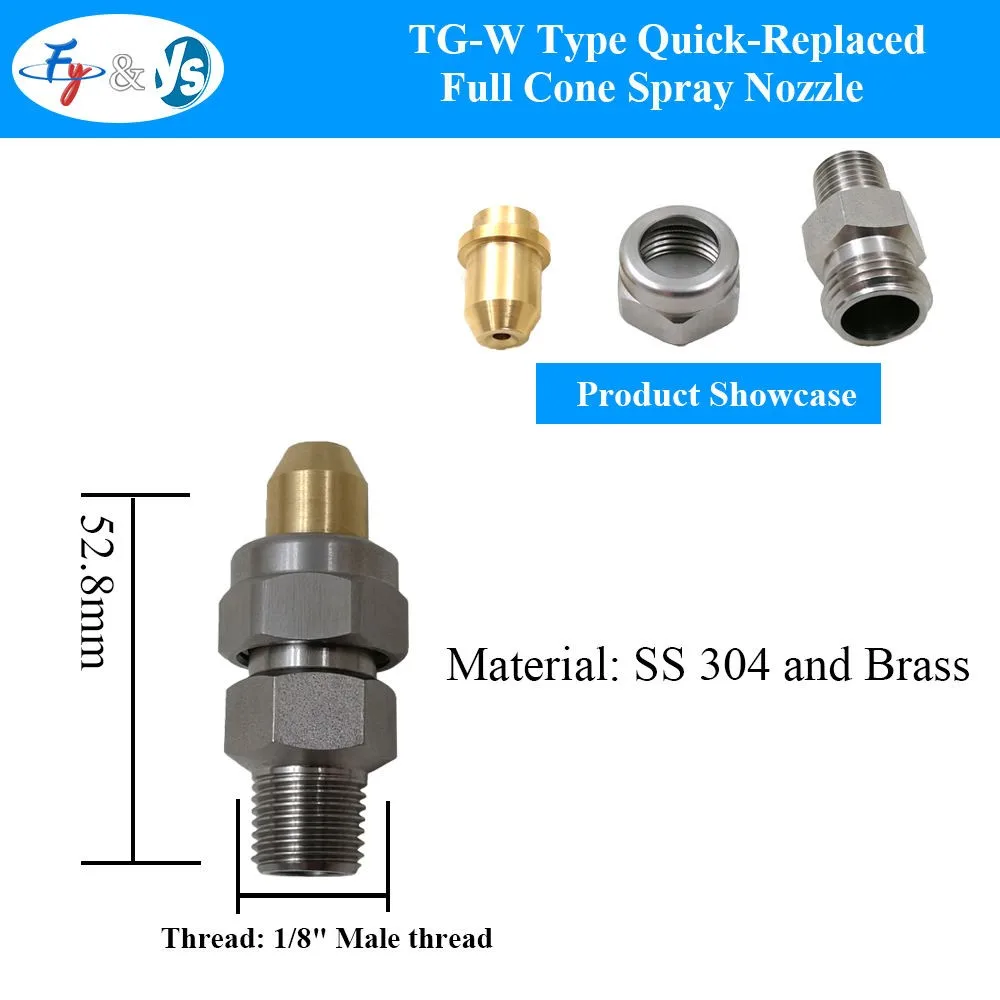 TG-W Type Quick-Replaced Full Cone Spray Nozzle 1/8 1/4 Male Thread for Chemical Reaction Processes
