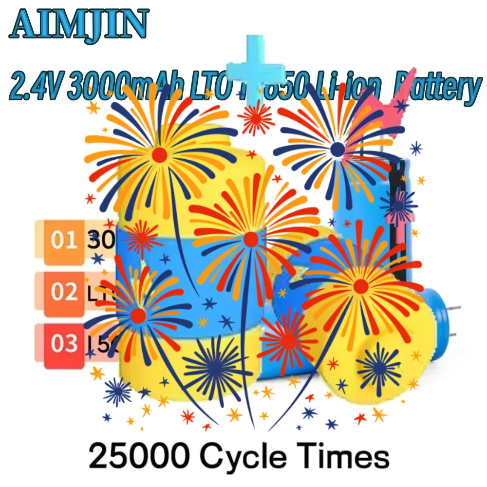 

LTO 18650 Lithium Battery 2.4V 3000mAh Titanic Acid Battery 15C Power Rechargeable Low Temperature Cell 25000 Cycles