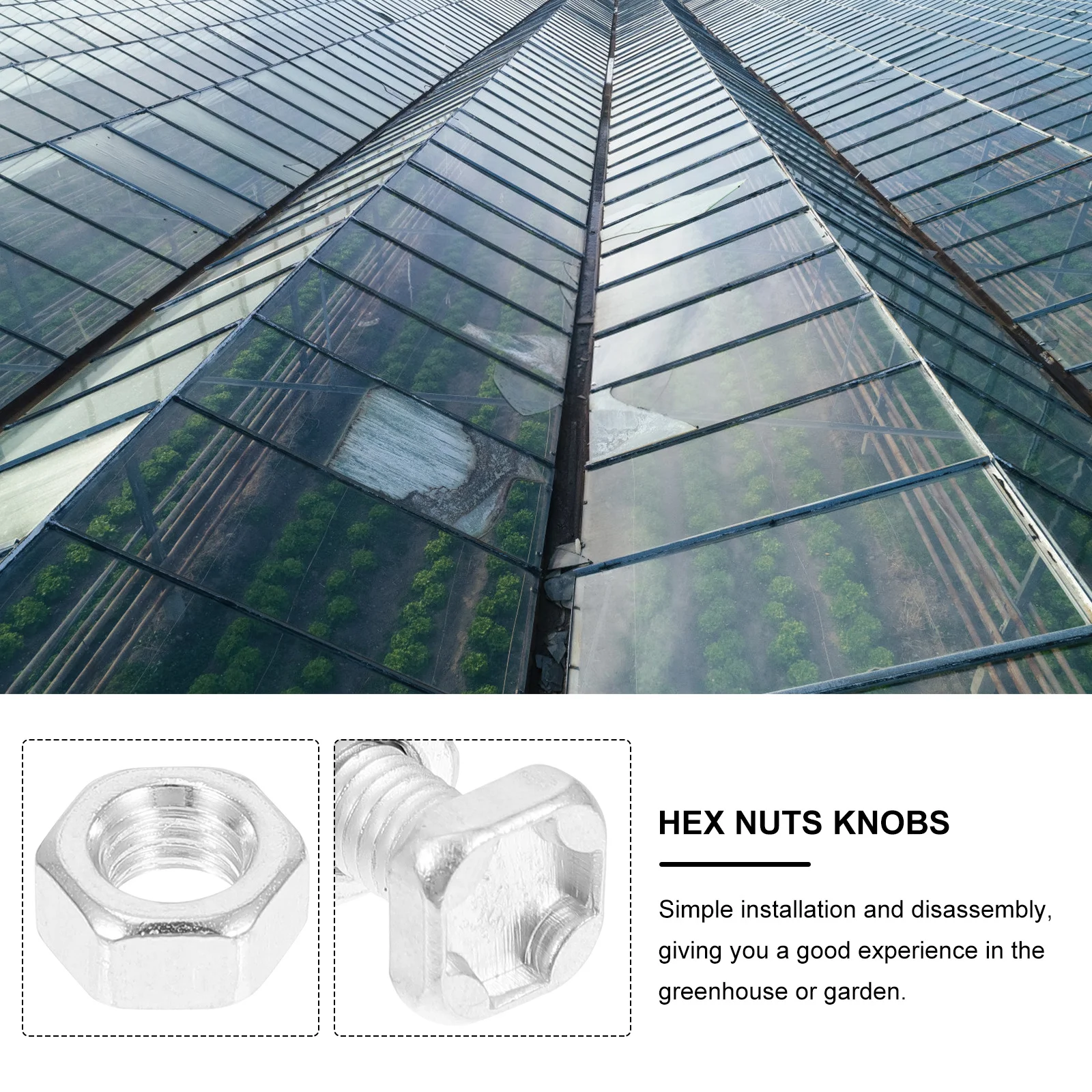 

50Sets Greenhouse Nuts Bolts High Strength Aluminum Square Head Bolts Repair Kit Garden Accessories Nuts Knobs