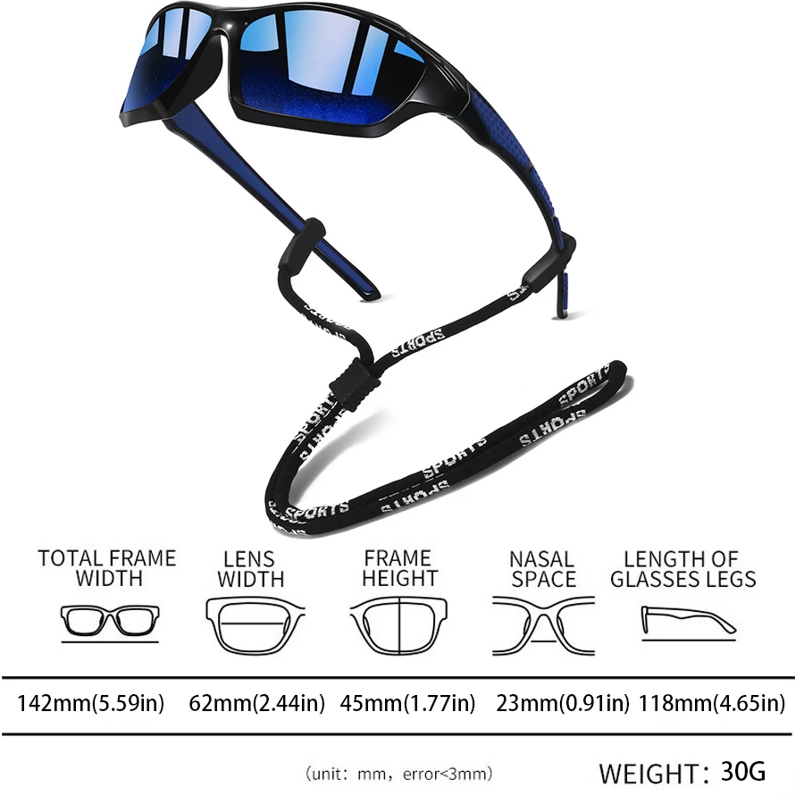 Modische Unisex-Sportsonnenbrille mit Ketten-Design und Farbverlauf für Autofahren, Angeln, Laufen und Bergsteigen – Detail 8