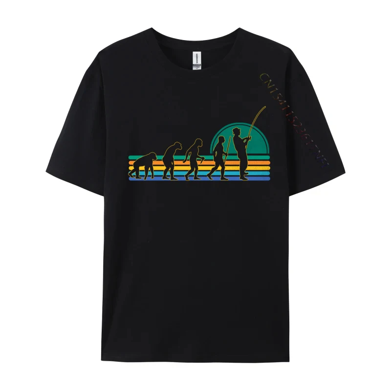

Retro Fishing Evolution Of Man Fisherm Faddish Mens Top T-Shirts Europe Casual T Shirt Cotton Fabric Customized T-Shirts