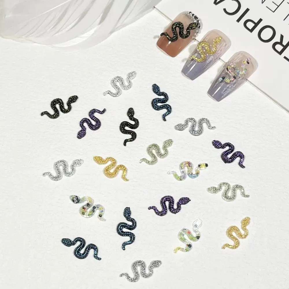 

50pcs Mini Snake Figure Nail Art Decorations Retro Punk Style Nail Charms Diamond Snake Nail Parts DIY Manicure Accessories