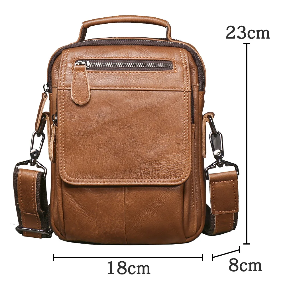 New Men's Genuine Leather Shoulder Bag - Premium Full Grain Crossbody Messenger Bag - Multi-Pocket Travel Sling Bag