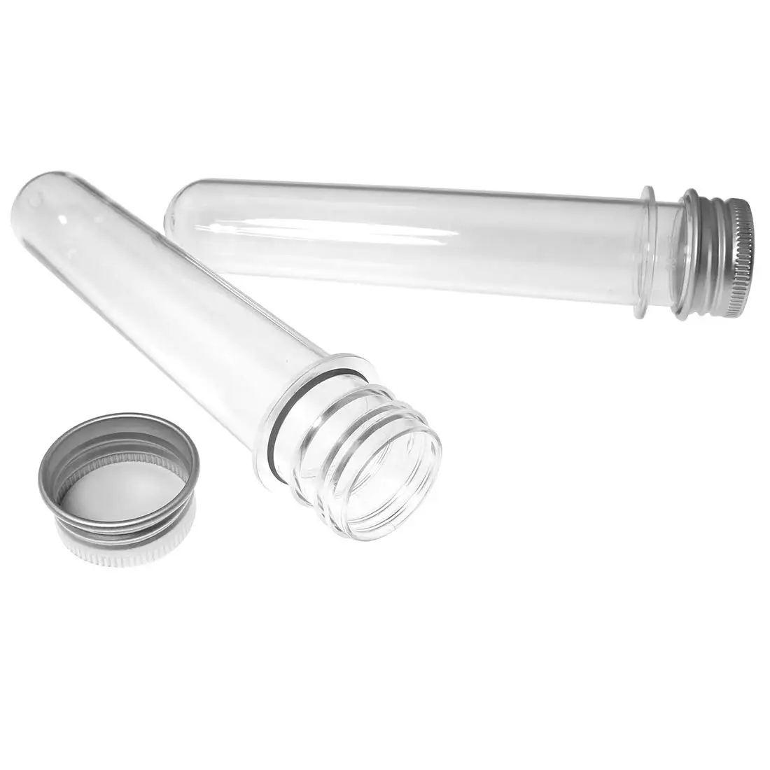 24pcs/40ml Excellent Plastic Transparent Test Tubes With Aluminum Cap Bottles School Supplies Lab Equipments 25x140mm