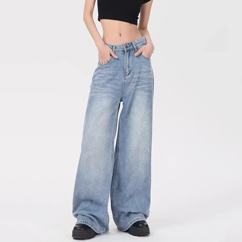 

Women's Loose Jeans Y2K High Street Boyfriend Pants Retro Washed Jeans Street Fashion Brand Straight Leg Jeans 2024