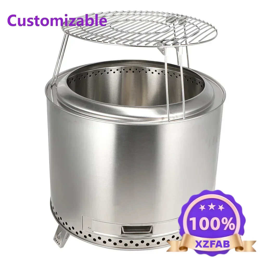 Factory Direct 2026 Portable Camping Stainless Steel Outdoor Fire Pit Wood Burning Stove Bonfire Table Fire Pit with Stand smoke