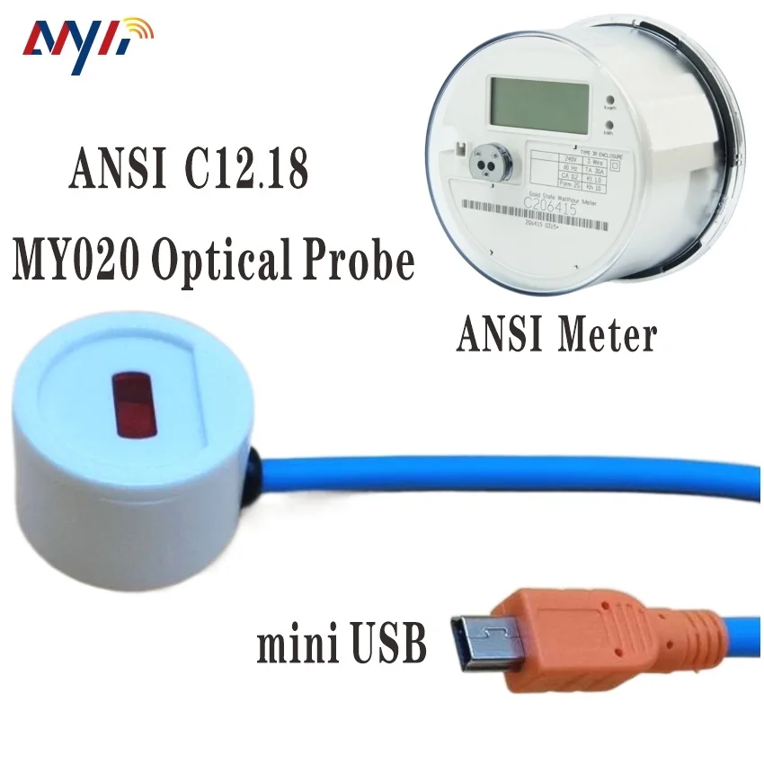 ANSI TYPE 2 MINI USB TO ANSI C12.18 OPTICAL INTERFACE IR NEAR INFRARED  MAGNETIC ADAPTER TRANSPARENT TRANSMISSION METER CABLE