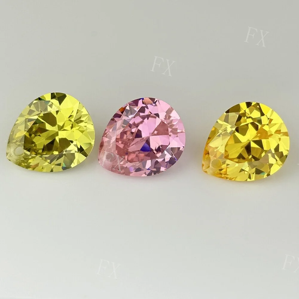 Multicolour Pear Single Hole Beads Cubic Zirconia Stones AAAAA Loose Cubic Zirconia Stone Jewelry Make