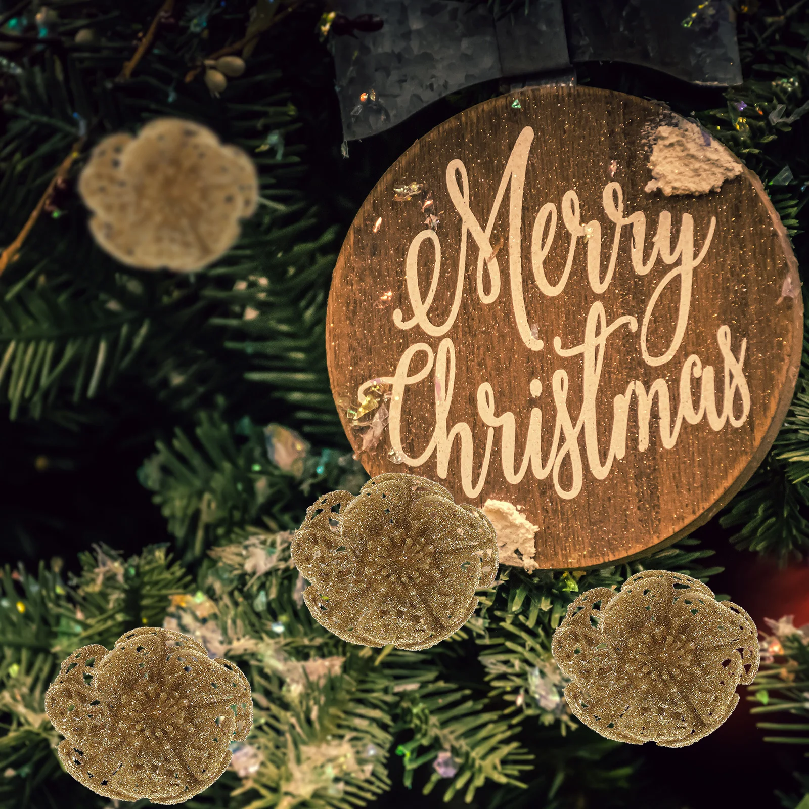 

10Pcs Realistic Christmas Fake Flower Xmas Tree Decoration Faux Flowers for Party Favor and Home Decor Xmas Flower