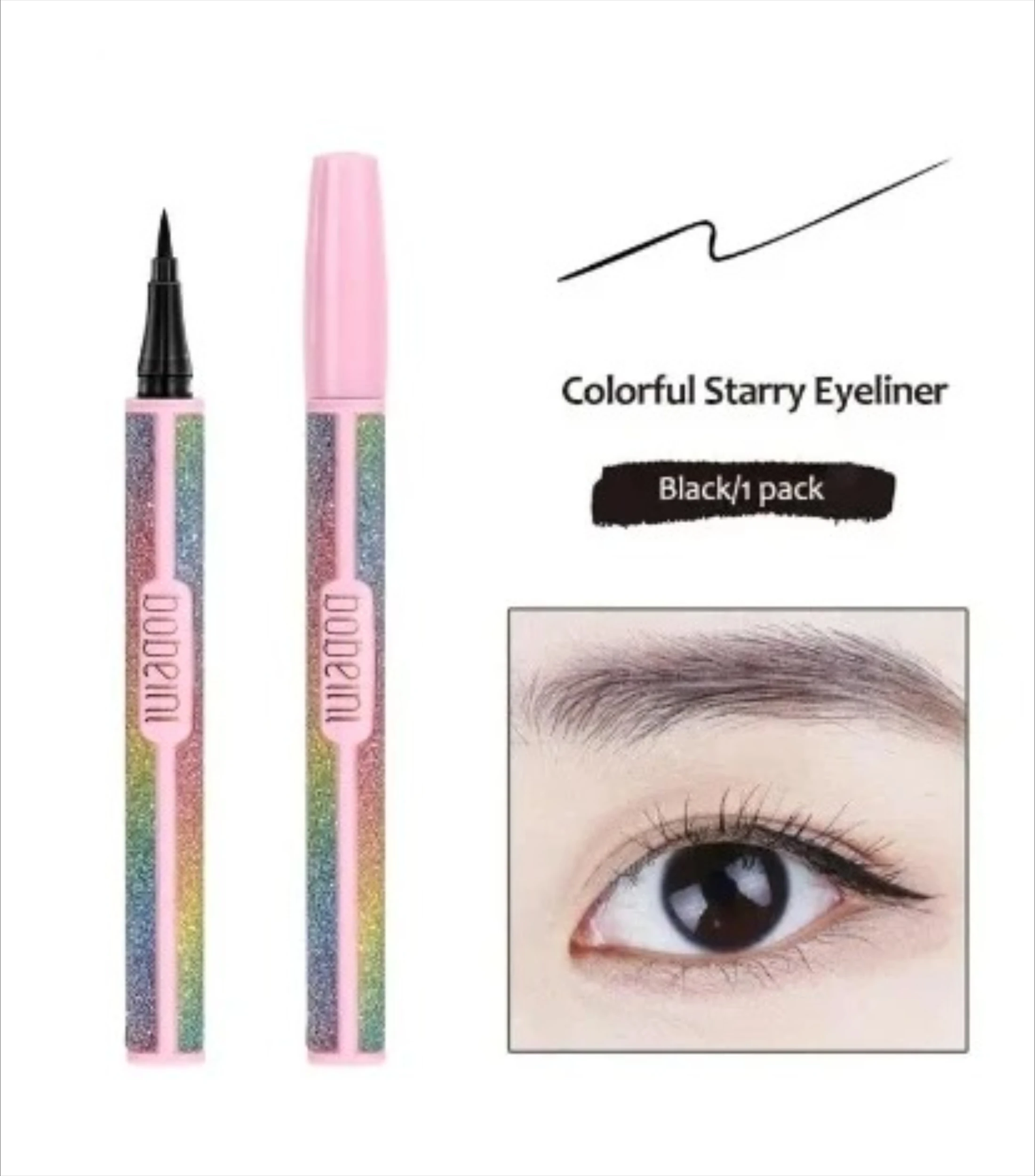 2-kleuren langdurige vloeibare eyeliner Ultrafijne borstel Eyeliner Pen Make-up Dames Eyeliner Oogcosmetica Beste waterdichte sneldrogende