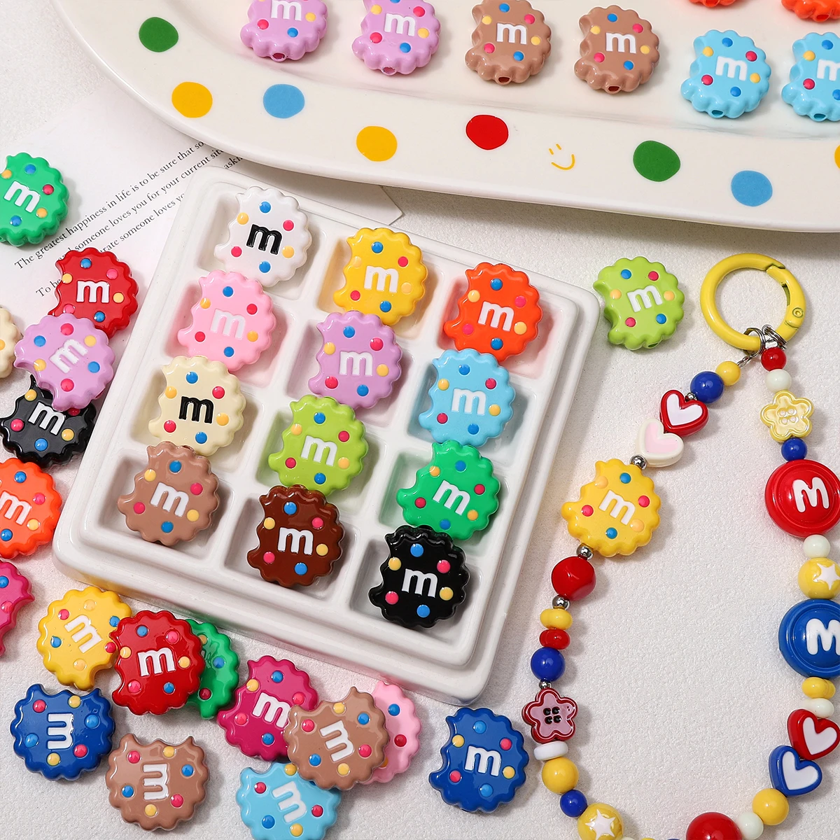 10/50pcs Colorful Acrylic Creative Fun Cookie Spacer Beads For DIY Handmade Bracelet  Necklace Keychain Jewelry Accessories
