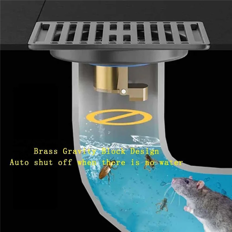 Floor Drain Odor Proof Core 2 Pcs Floor Drain Backflow Preventer, All Brass Thickened Anti-Backflow Sewer Core