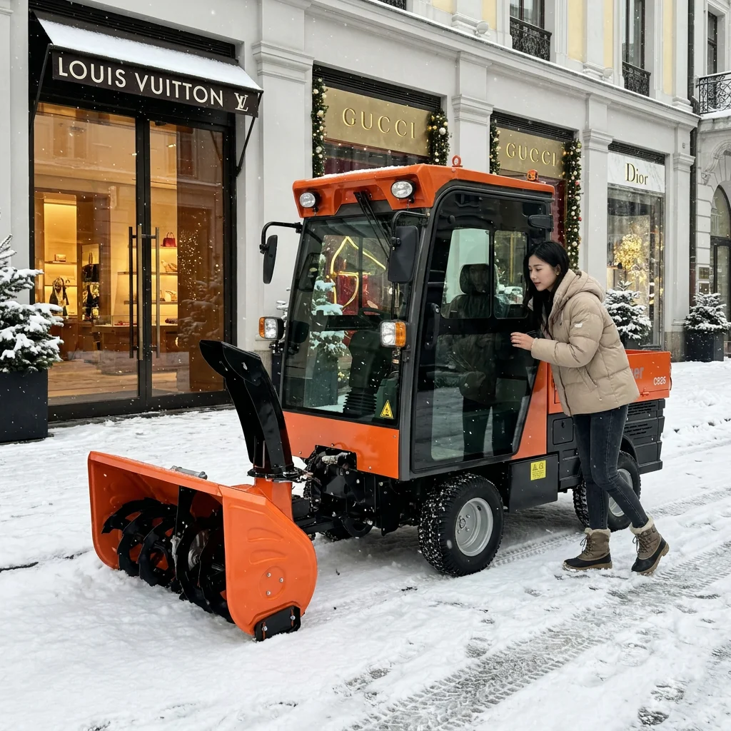 Industrial Strength Automatic Self-Propelled Robust Construction Heavy Duty Path Clearing Gear 4WD140 Snow Sweeper for Parking