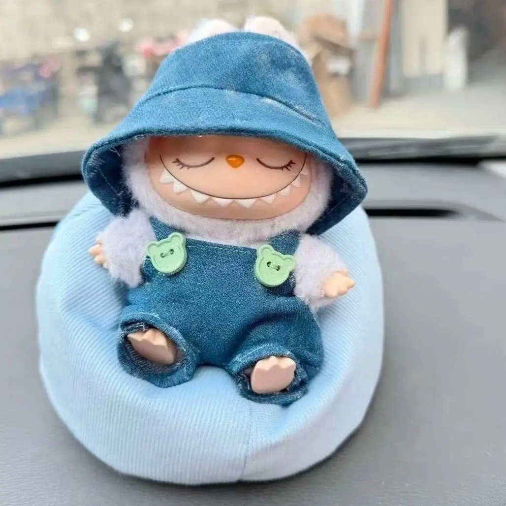 

For 15/17cm Labubu Doll Flannel Soft Sofa Bed Cute Car Seat Display Crybaby Doll