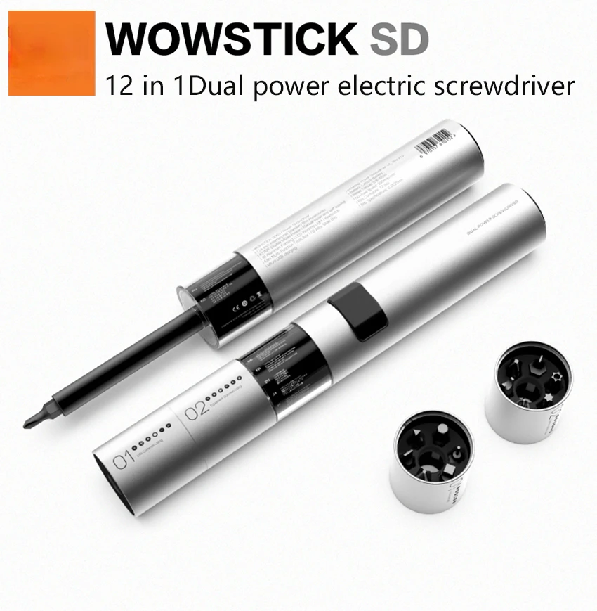 

Wowstick 12 in 1 Dual Power Lithium Electric Screwdriver 3LED Lights Rechargeable Screw Driver Kit Magnetic Suction One Button