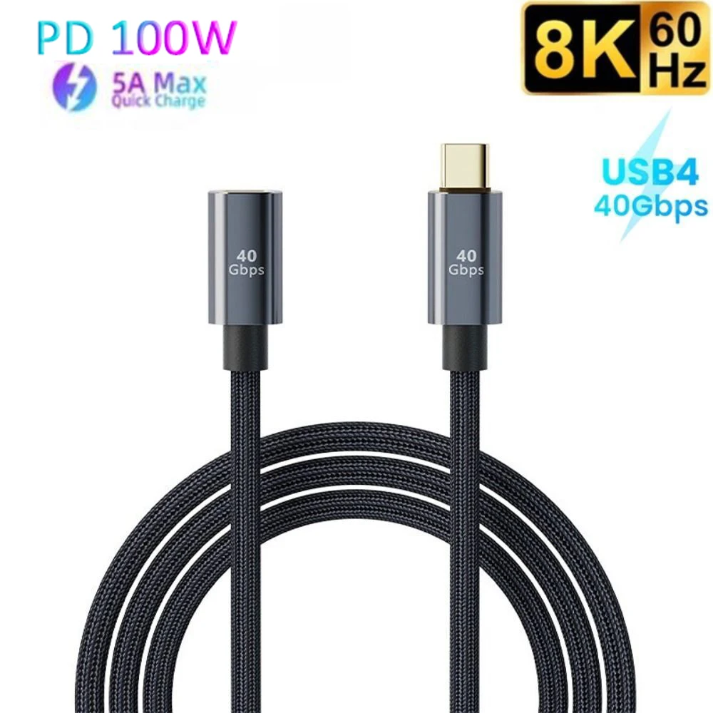 USB 4 Extension Cable Thunderbolt 4 USB-C Male To Female Monitor 8K Video Type-C Extension Cable PD 100W 40Gbps Data Cord