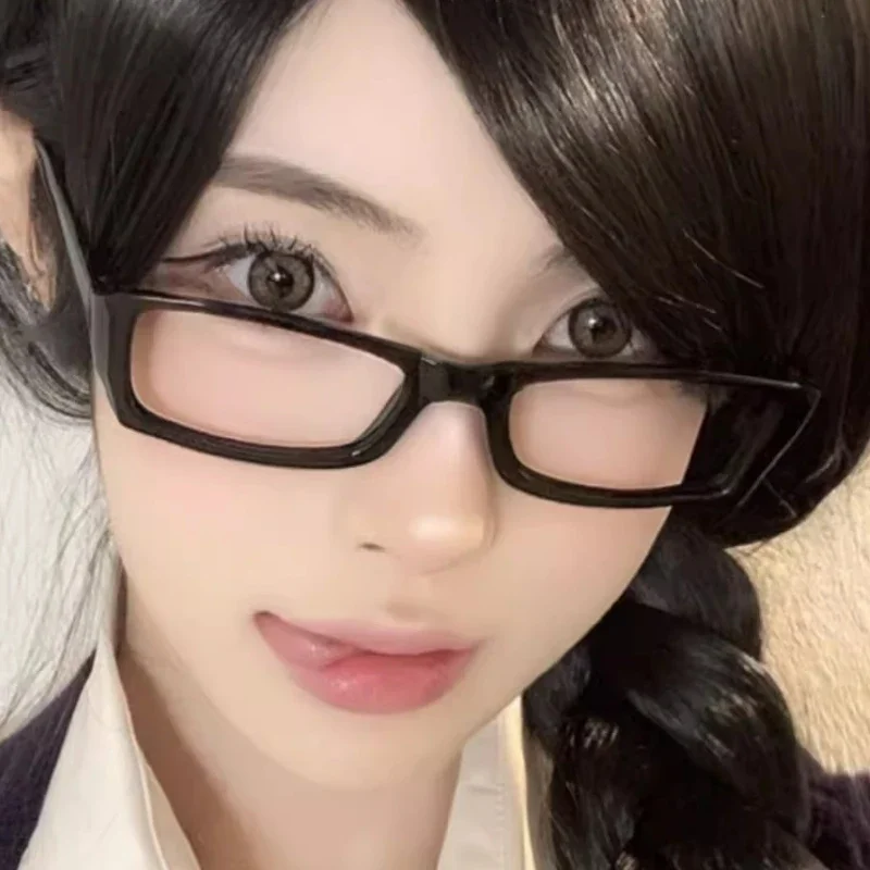 Japanese Style Harajuku Leopard Square Glasses Frame Women New Fashion Anti-blue Glasses Contrasting Retro Decorative Glasses