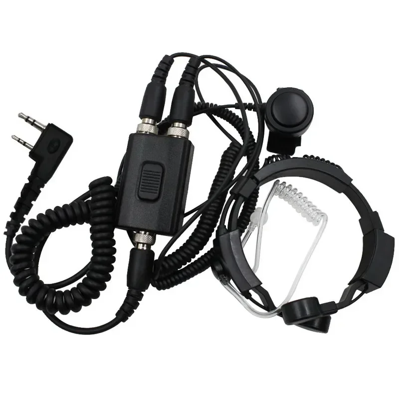 Tactique Military FBI Flexible Throat Finger PTT Mic Covert Acoustic Air Tube Earpiece Headset  for Baofeng UV-5R Kenwood Radio