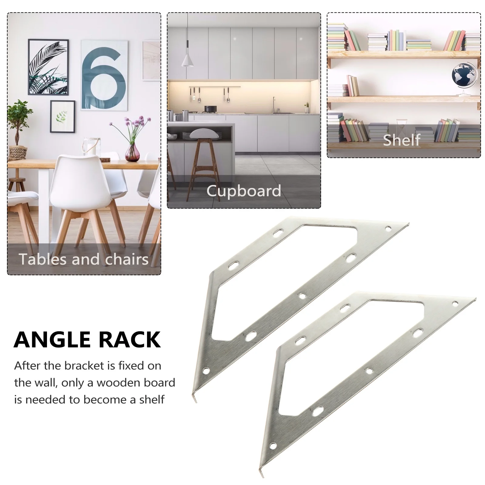 

4Pcs Stainless Steel Universal Angle Brackets for Shelves Wall Mount Support Corner Fixed Bracket Design Durable