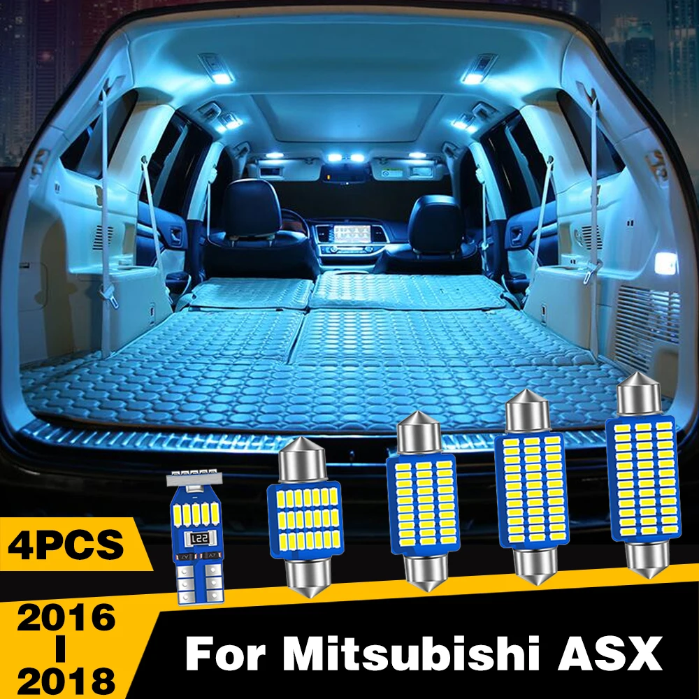 

4 Pcs White Ice-Blue Color LED Highlight Car Interior Dome Reading Light Roof Lamp For Mitsubishi ASX 2016-2018 Accessories