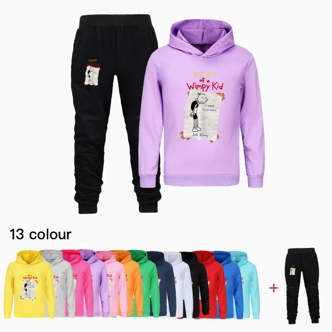 Diario di un bambino Wimpy World Book Day Abbigliamento per bambini Maglione con cappuccio Felpa Cartoon Pullover Hip Hop Adolescente Ragazzi Ragazze4225