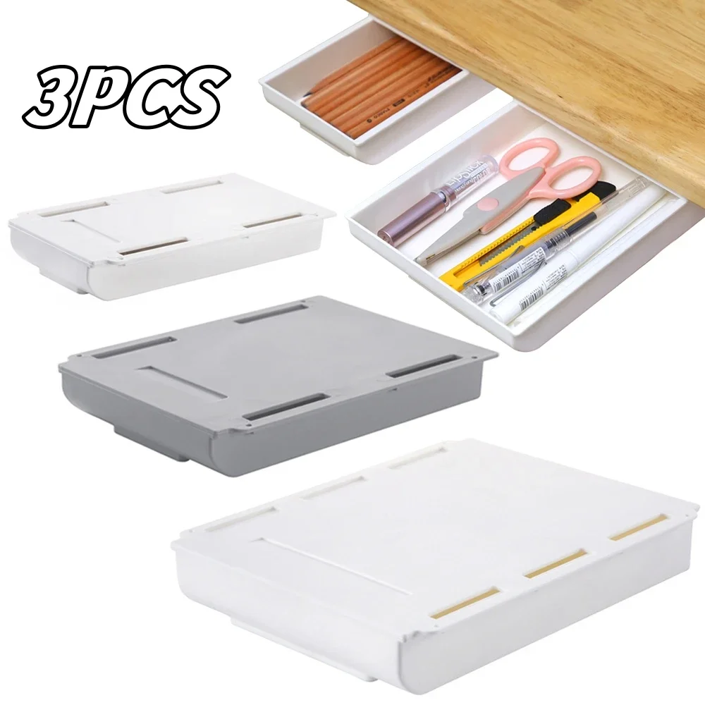 Desk Organizers Storage Drawer Self-adhesive Storage Box Office Stationery Tools Organizers Knife Fork Kitchen Organizer Makeup